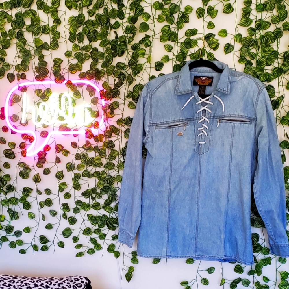 Vintage Harley Davidson denim long sleeve shirt